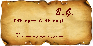 Bürger Györgyi névjegykártya